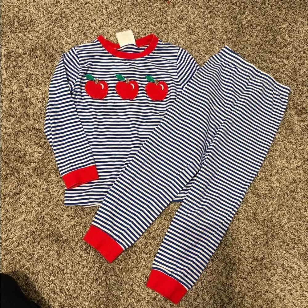 Navy Striped Apple Set Classic Whimsy- Size 6